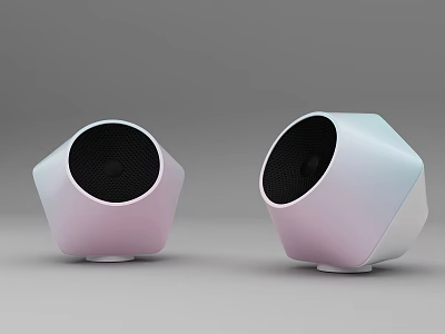 Modern Geometric Shape Speakers With Gradient Color Finish Pair For Home 3d model