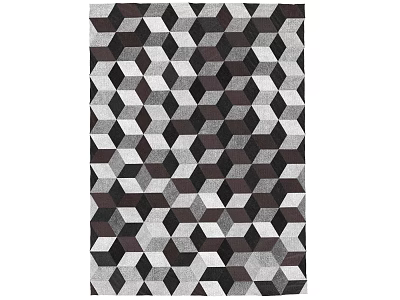Square Rug with Geometric Pattern Black White Gray Modern Home Decor 3d model