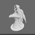 Mythical Creature Game Character 3D Model With Open Mouth Sharp Teeth And Scaled Skin