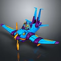 Colorful Blue And Purple Toy Airplane With Yellow Propeller And Wings
