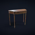Antique Wooden Demilune Table With Carved Legs And Polished Top Surface