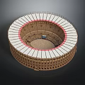 Ancient European Circular Architecture Featuring Multi Tiered Structure White Top Red Ring And Inner Arena