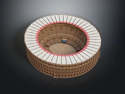 Ancient European Circular Architecture Featuring Multi Tiered Structure White Top Red Ring And Inner Arena 3d model