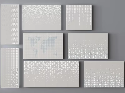 Modern Building Components With Perforated Decorative Panels And Textured Patterns 3d model