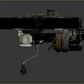 Vintage Film Projector With Large Black Reels And Metal Components On Dark Background
