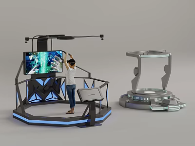 Virtual Reality Amusement Equipment With Interactive Platform And Large Screen Display System 3d model
