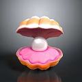 Colorful Clam With Open Pink And Orange Shell Holding White Pearl