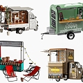 Vans Market Booth Night Market Booth Selling Kiosk Food Stand Mobile Booth Food Car Tricycle Selling Car 3d model