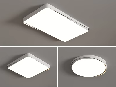 Modern Minimalist Ceiling Light Rectangular And Round Slim LED Panel Designs For Home Interior 3d model