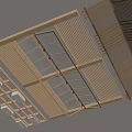 Wooden Slatted Modern Ceiling Design With Grid Panels And Various Materials 3d model