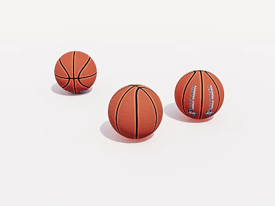 Sports Equipment Three Classic Brown Basketballs With Textured Design And Surface 3d model