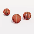 Sports Equipment Three Classic Brown Basketballs With Textured Design And Surface