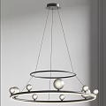 Modern Chandelier Featuring Circular Ring Design With Hanging Spherical Orbs For Interior 3d model