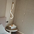 Modern Bedroom Interior Featuring Comfortable Bed Striped Rug Artwork With Letter R And Window Blinds