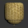Yellow Round Stool With Intricate Woven Texture And Smooth Surface Design