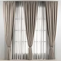Elegant Beige Curtains With Pleated Design And Sheer Layers For Modern Window Decor