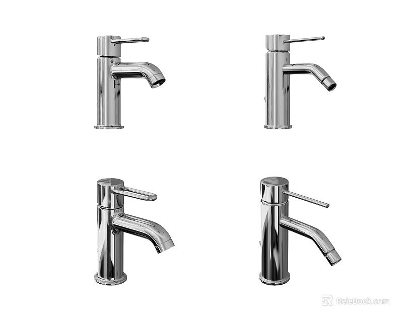 Modern Stainless Steel Faucets Four Stylish Designs For Kitchen Or Bathroom 3d model 