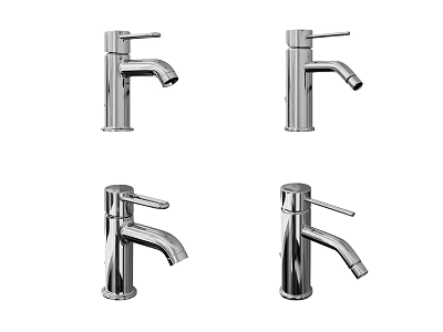 Modern Stainless Steel Faucets Four Stylish Designs For Kitchen Or Bathroom 3d model