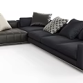 Modern Sectional Sofa With Gray Black Colors And Decorative Pillows 3d model