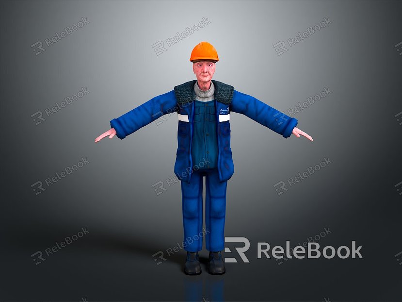 Worker European worker mechanic builder repairman miner digger figure model