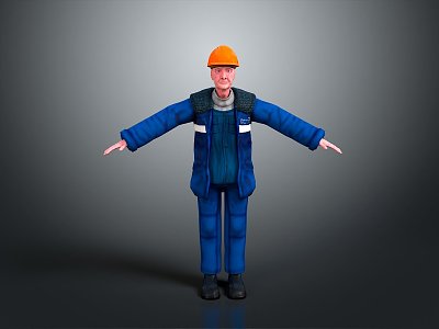 Worker European worker mechanic builder repairman miner digger figure 3d model