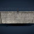Security Gray Concrete Wall Structure Topped With Barbed Wire Fencing 3d model