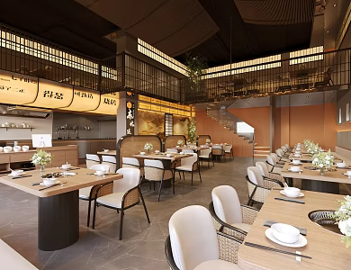 Modern New Chinese Restaurant Hot Pot Restaurant Barbecue Restaurant Dining Table and Chair Combination Hot Pot Restaurant Dining Table and Chair Combination Ming Dish Plate Light Plate 3d model