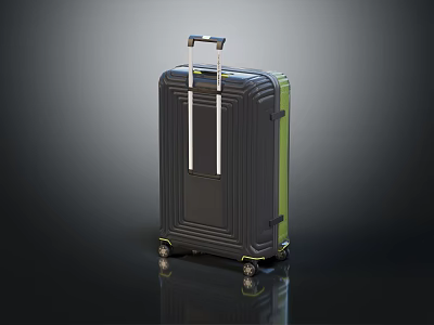 Modern Black and Green Suitcase With Retractable Handle And Rolling Wheels Design 3d model