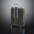 Modern Black and Green Suitcase With Retractable Handle And Rolling Wheels Design 3d model