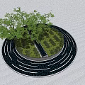 Circular Tree Pit Design With Green Leafy Tree Surrounding Circular Paving And Seating 3d model