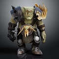 Fierce Orc Warrior Character Creature With Spiked Armor And Horned Decor