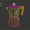 Stylish Black Coffee Pot With Orange Handle And Coffee Time Design 3d model