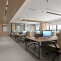 Modern Office Interior Design With Workstations Computers Ergonomic Chairs And Large Windows 3d model