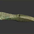 Ancient Bronze Tool With Green Patina And Traditional Axe Shape Design
