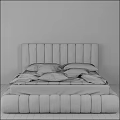 PINTDECOR Made in Italy Double Bed with Black Leather Stitched Headboard and Bedding