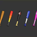 Vibrant Baseball Bats With Different Designs And Colors For Household Use 3d model