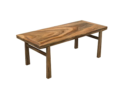 Solid Wood Tea Table With Natural Grain Pattern And Sturdy Wooden Legs Design 3d model