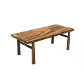 Solid Wood Tea Table With Natural Grain Pattern And Sturdy Wooden Legs Design 3d model