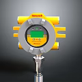 Honeywell Yellow Household Safety Device With Digital Green Screen And Circular Metal Structure