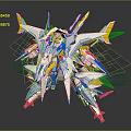 Vibrant Mechanical Mecha Character Featuring White Blue Yellow Red Wings And Dynamic Shining Effects