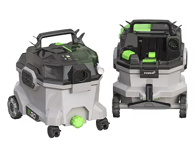 Modern Portable Vacuum Cleaners With Wheels Green Accents And Ergonomic Design 3d model