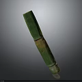 Green And Yellow Bamboo Stem With Smooth Texture Isolated On Dark Background