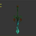 Fantasy Sword With Red Orb Hilt Black Handle And Blue Glowing Blade