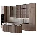 Modern Kitchen Interior Design With Wooden Cabinets Marble Countertop And Tile Backsplash