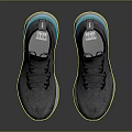 Gray Knit Athletic Sneakers With White Sole And Blue Side Accents