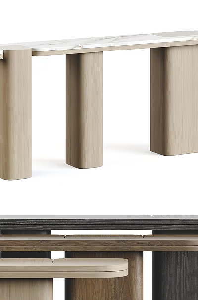 Modern Minimalist Console Table And Side Cabinet With Wooden Frame And Storage Space 3d model