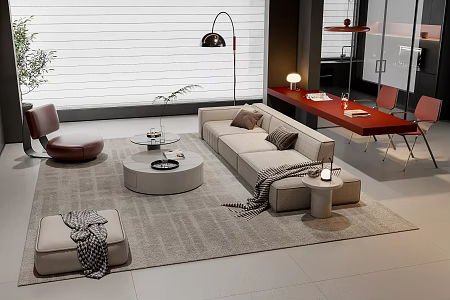 Modern sofa coffee table combination 3d model