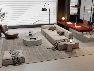 Modern sofa coffee table combination 3d model