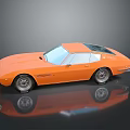 Orange Vintage Sports Car With Sleek Body Design And Black Roof