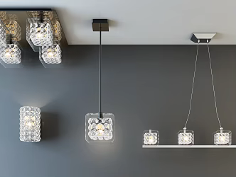 Modern lamp combination fashion simple metal crystal chandelier combination 3d model